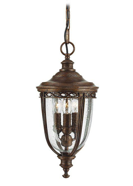 English Bridle Outdoor 3-LIght Medium Chain Lantern British Bronze - Comet Lighting