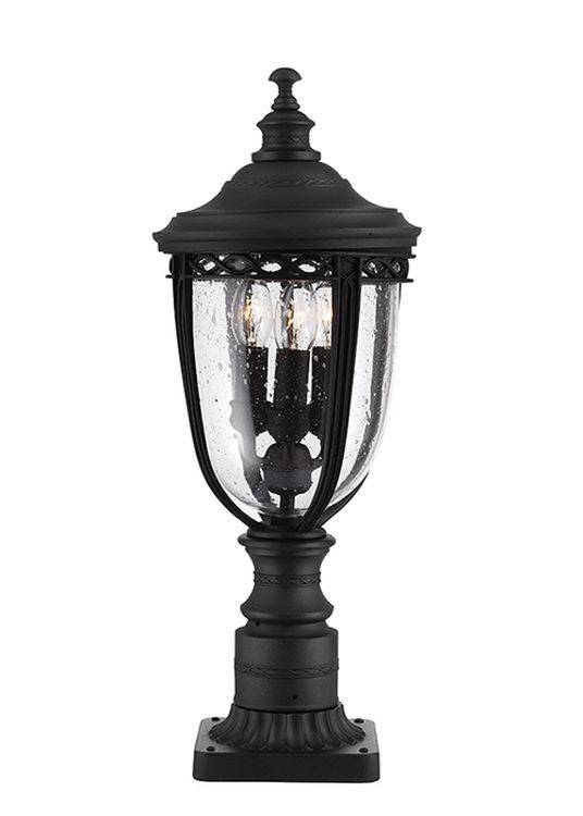 English Bridle Outdoor 3-LIght Medium Pedestal Black - Comet Lighting