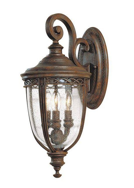 English Bridle Outdoor 3-LIght Medium Wall Lantern British Bronze - Comet Lighting