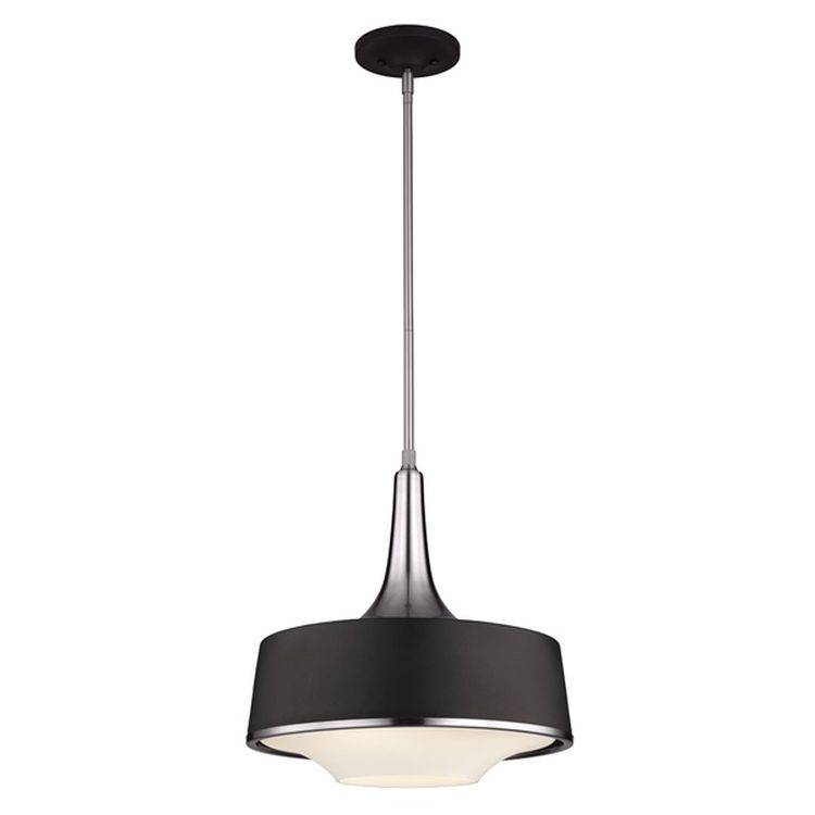 Holloway 4Lt Pendent Ceiling Light Brushed Steel/Black - Comet Lighting