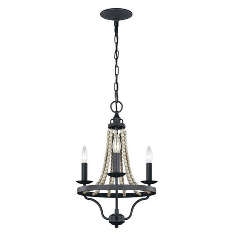 Nori 3 Light Chandelier Dark Weathered Zinc with Driftwood Grey - Comet Lighting