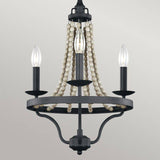 Nori 3 Light Chandelier Dark Weathered Zinc with Driftwood Grey - Comet Lighting