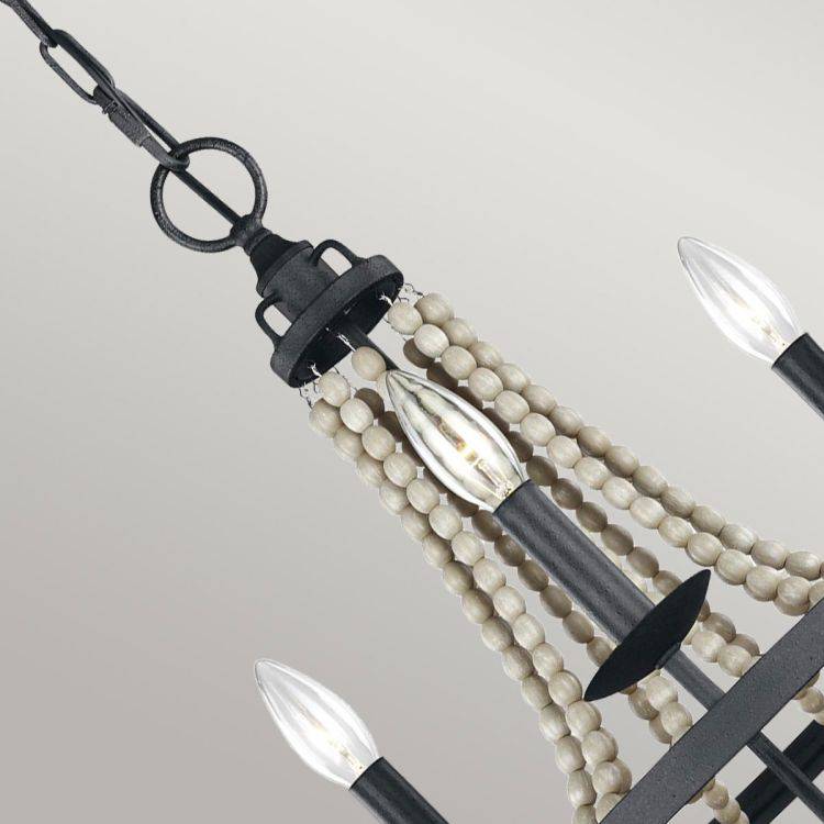 Nori 3 Light Chandelier Dark Weathered Zinc with Driftwood Grey - Comet Lighting