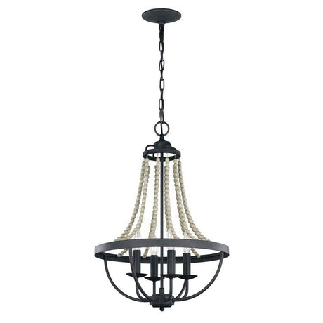 Nori 4 Light Chandelier Dark Weathered Zinc with Driftwood Grey - Comet Lighting