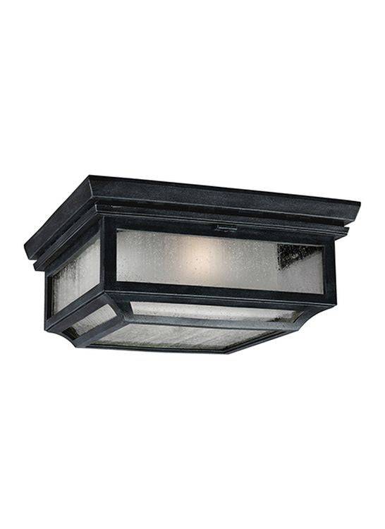 Shepherd Outdoor 2lt Flush Ceiling Light Dark Weathered Zinc - Comet Lighting