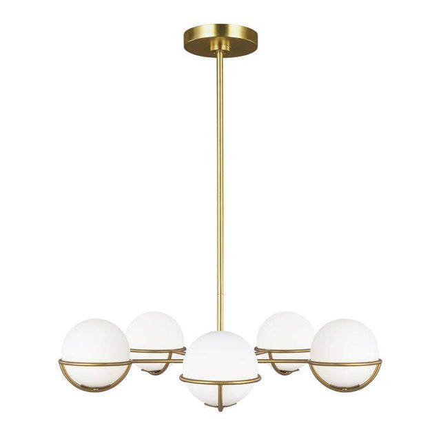 Apollo 5 Light Chandelier - Burnished Brass - Comet Lighting