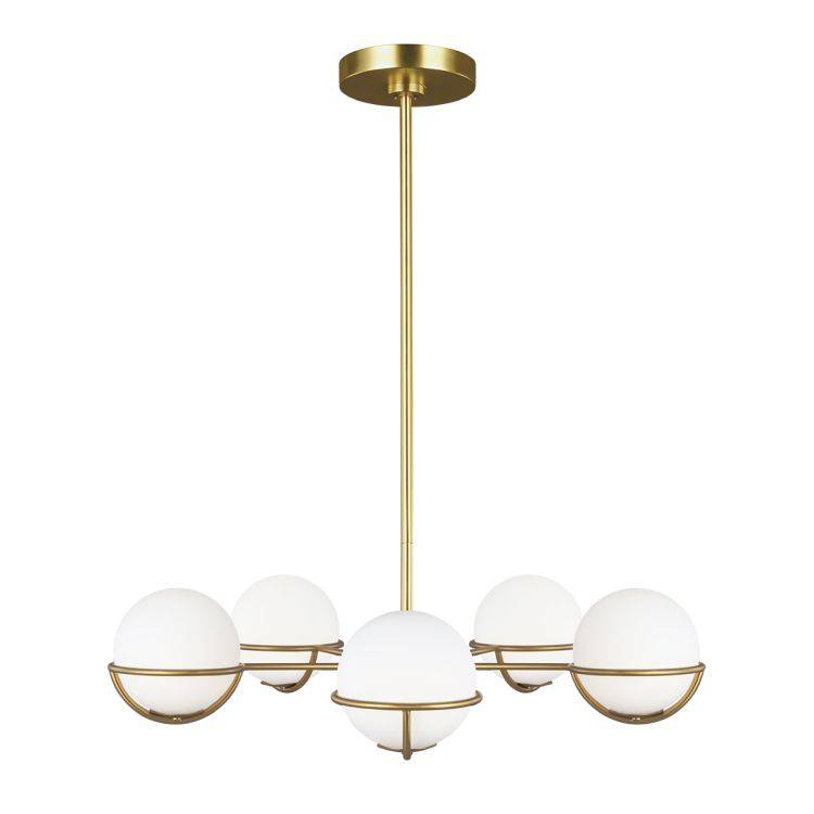 Apollo 5 Light Chandelier - Burnished Brass - Comet Lighting