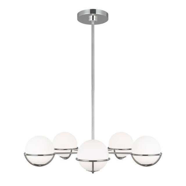 Apollo 5 Light Chandelier - Polished Nickel - Comet Lighting