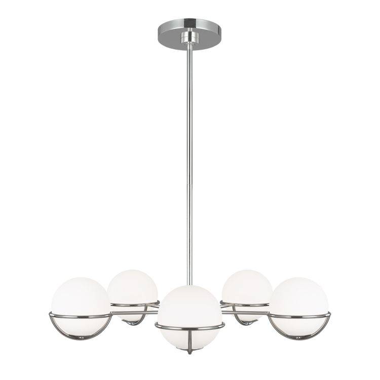 Apollo 5 Light Chandelier - Polished Nickel - Comet Lighting