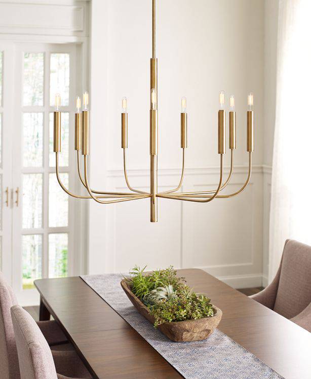 Brianna 9 Light Chandelier - Burnished Brass - Comet Lighting