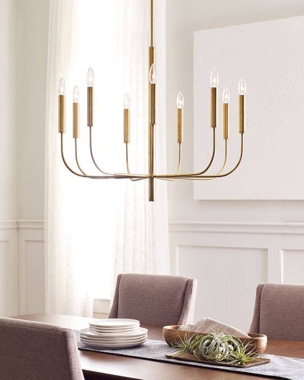 Brianna 9 Light Chandelier - Burnished Brass - Comet Lighting