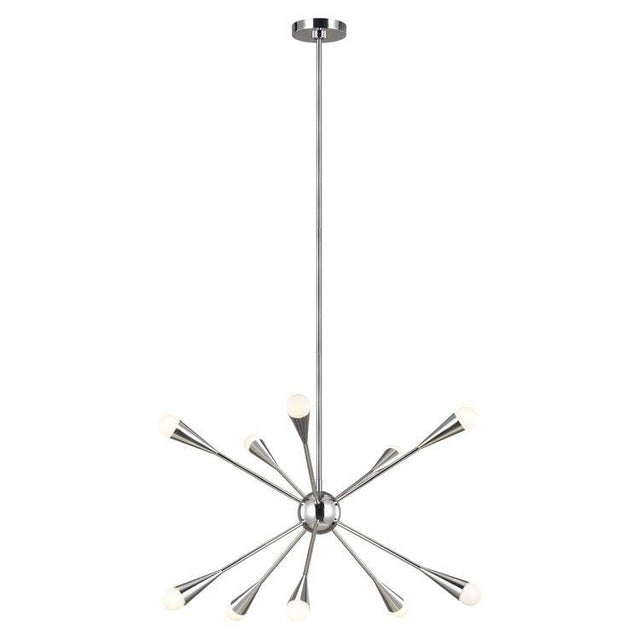 Jax 10 Light Chandelier - Polished Nickel - Comet Lighting