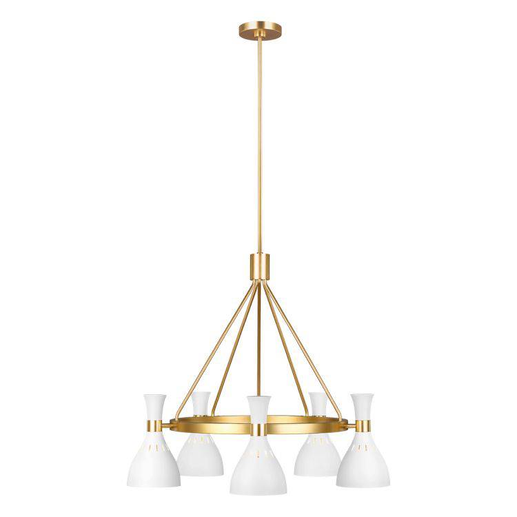 Joan 5 Light Chandelier - Matte White - Comet Lighting