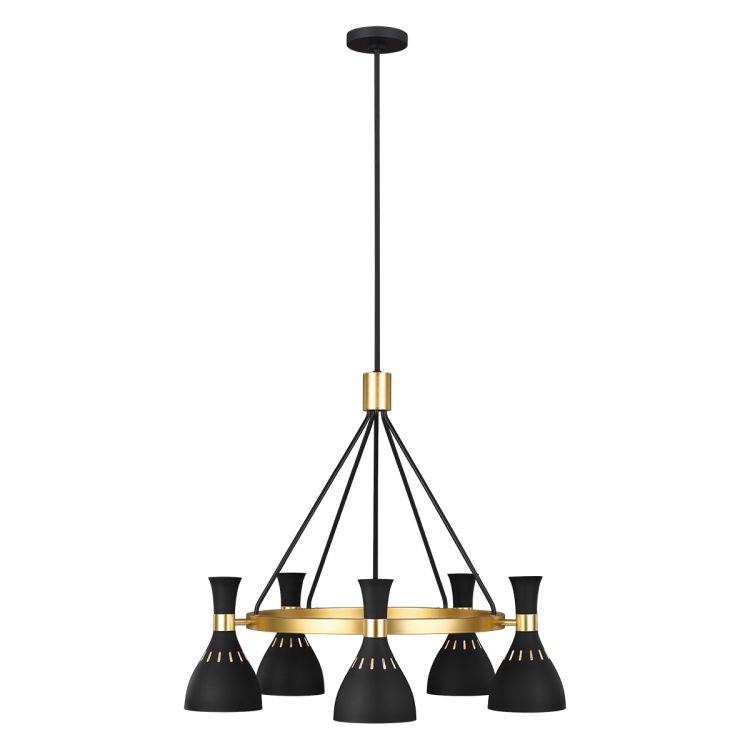 Joan 5 Light Chandelier - Midnight Black - Comet Lighting