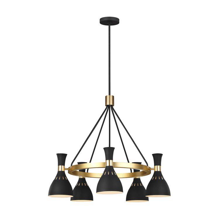 Joan 5 Light Chandelier - Midnight Black - Comet Lighting