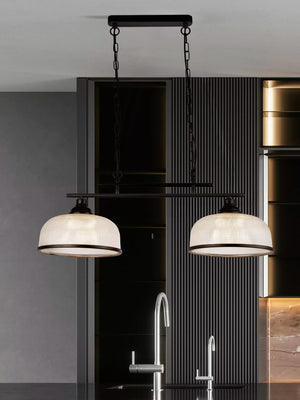 Highworth 2Lt Pendant - Black Metal & Holophane Style Glass