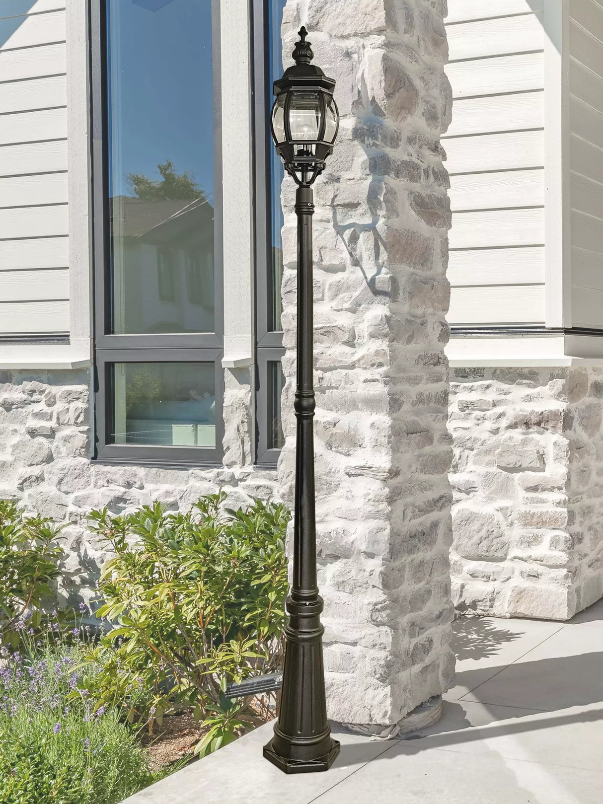 Searchlight Bel Aire Black Outdoor Post Lamp Glass