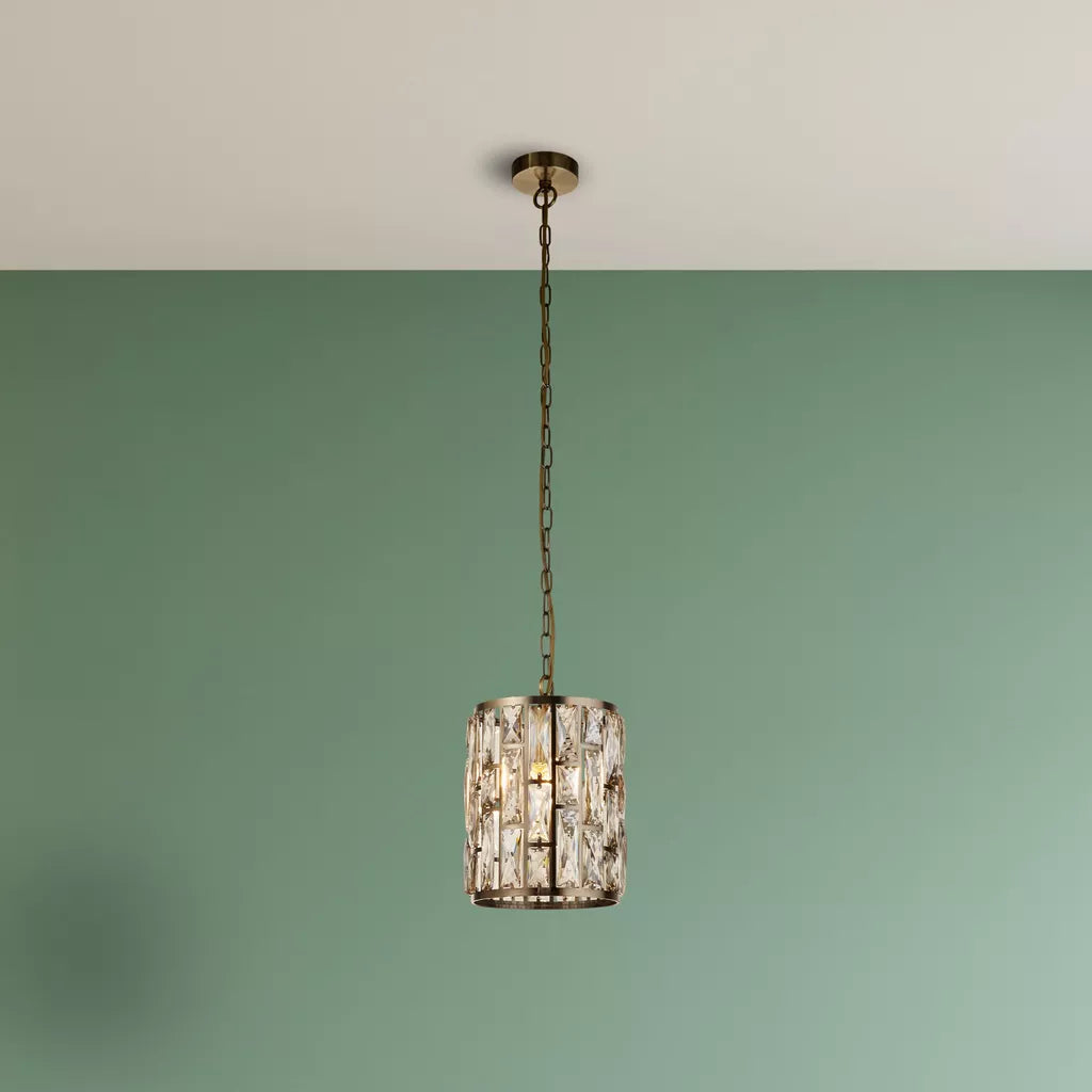 Bijou Pendant - Antique Brass Metal & Champagne Glass