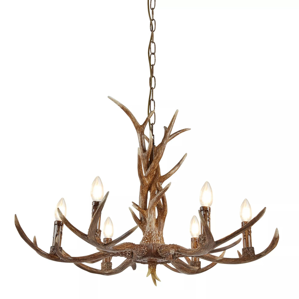 Stag 6Lt Pendant - Brown Resin