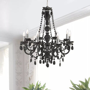 Searchlight Marie Therese 8Lt Chandelier Crystal Drops| Light Grey