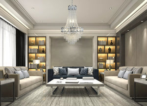 Louis Phillipe 6Lt Chandelier - Chrome Metal & Crystal