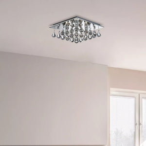 Searchlight Hanna Chrome 4 Light Ceiling Fitting Crystal Drops