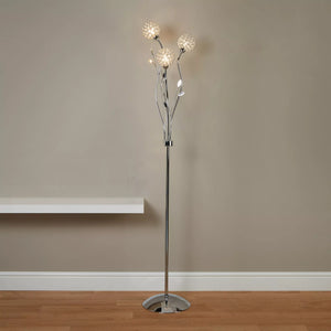 Searchlight Bellis II Chrome 3 Light Floor Lamp Glass Shades
