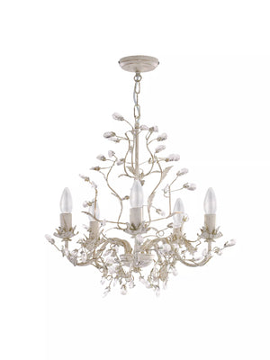 Searchlight Almandite Cream Gold 5 Light Chandelier Crystal