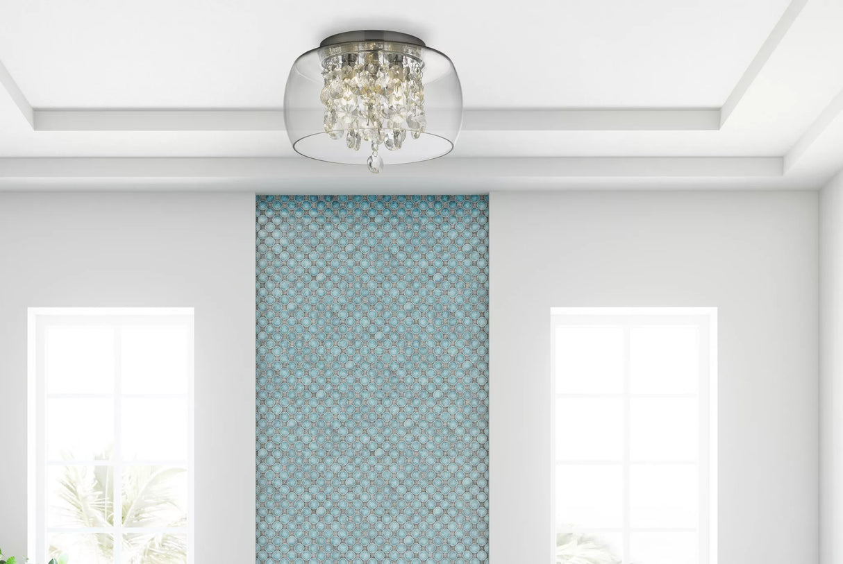 Searchlight Bathroom Clear Glass Shade 3Lt Flush| Crystal Drops