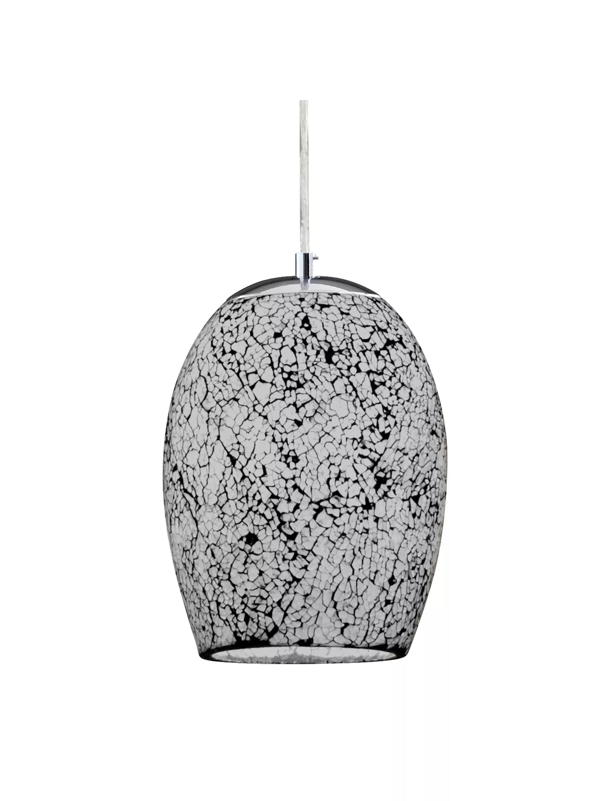 Searchlight Crackle White Mosaic Glass Dome Fitting Silver Trim