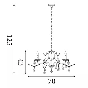 Searchlight 6 Light Chandelier Crystal Drops Trim Brass
