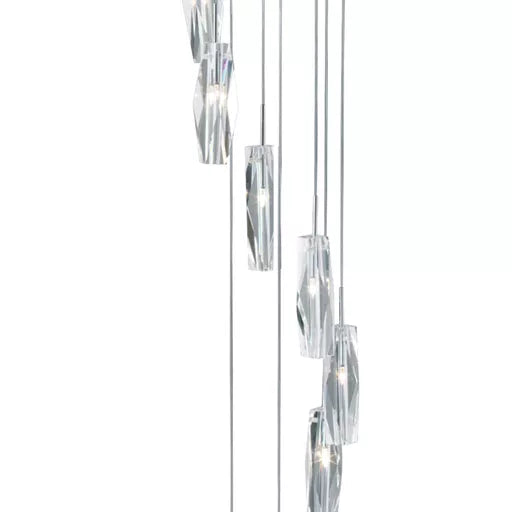 Sculptured Ice Multi-Drop Pendant - Chrome & Glass
