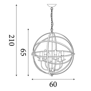 Searchlight Orbit Brass 6 Light Spherical Pendant Light