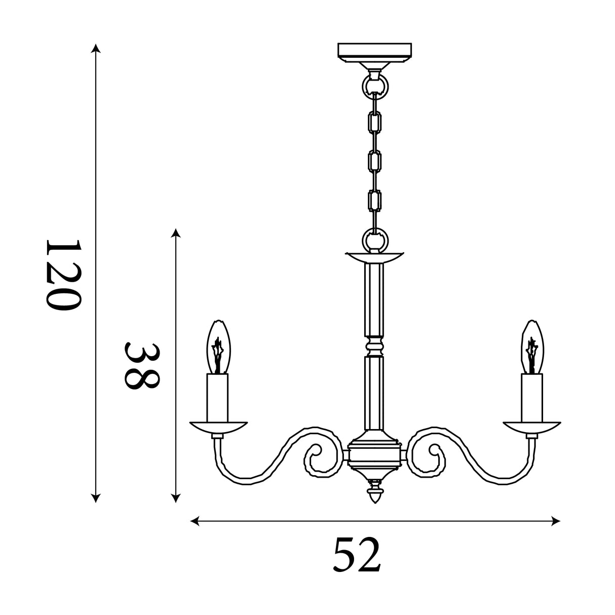 Searchlight Richmond Brass 5 Light Ceiling Candle Style