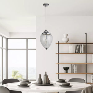 Moscow Pendant  - Chrome Metal & Ribbed Glass