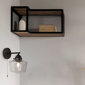 Searchlight 1Lt School House Wall Light | Black With Opal Glass