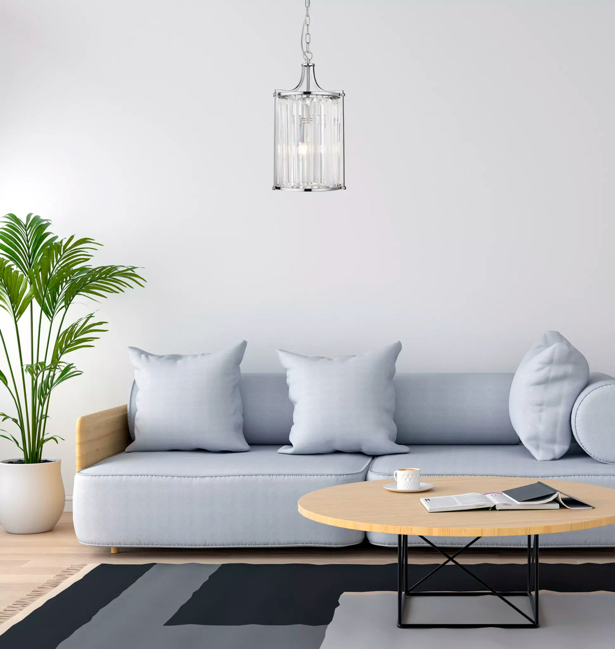 Searchlight Victoria 2Lt Pendant| Chrome With Crystal Glass
