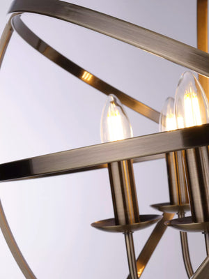 Searchlight Orbit Brass 6 Light Spherical Pendant Light