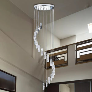 Sculptured Ice 20Lt Multi-Drop Pendant-Chrome, Clear Crystal