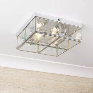 Searchlight Chrome 2 Light Flush Fitting Glass Shade