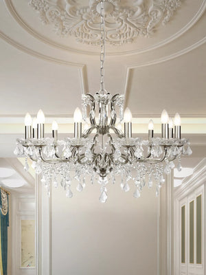 Searchlight 12 Light Chandelier Crystal Drops Silver