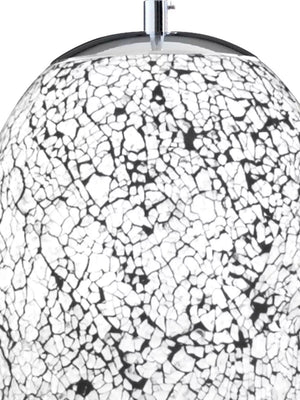 Searchlight Crackle White Mosaic Glass Dome Fitting Silver Trim