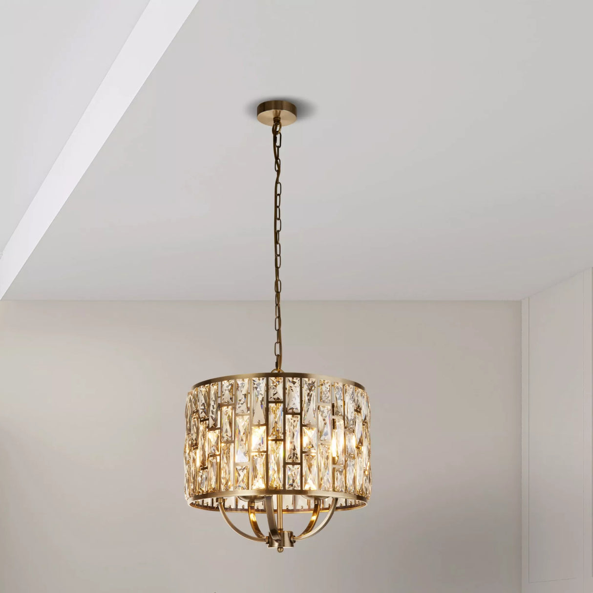 Bijou 5Lt Pendant - Antique Brass Metal & Champagne Glass