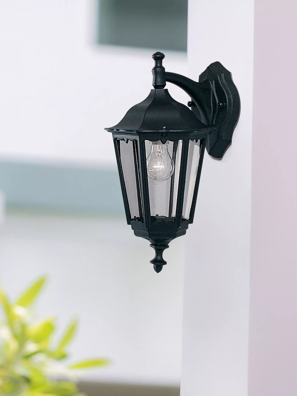 Searchlight Bel Aire Black Outdoor Wall Downlight Glass
