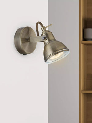 Searchlight Focus Brass Wall Spotlight