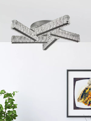 Searchlight Clover 5 Light Ceiling Flush Crystal Chrome