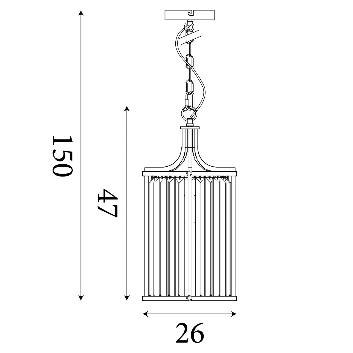Victoria 2Lt Pendant - Antique Brass Metal & Clear Crystal