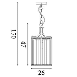 Victoria 2Lt Pendant - Antique Brass Metal & Clear Crystal