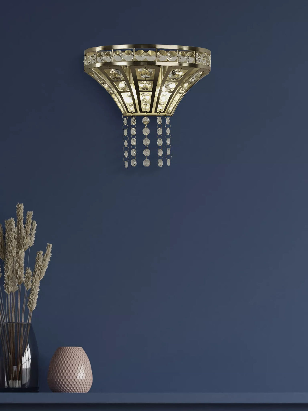 Gemma 2Lt Wall Light - Satin Brass & Clear Crystal