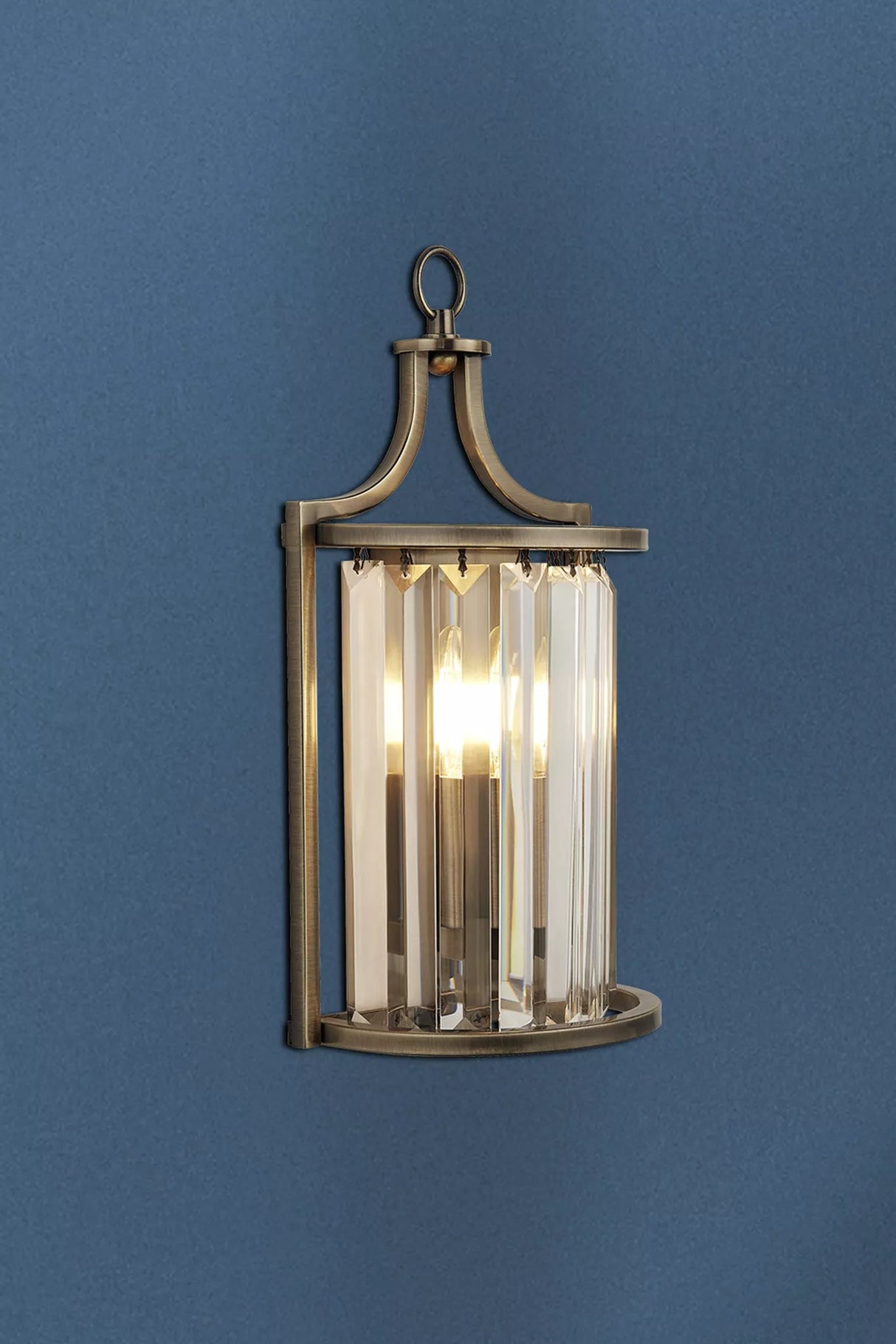 Victoria Wall Light - Antique Brass Metal & Clear Crystal